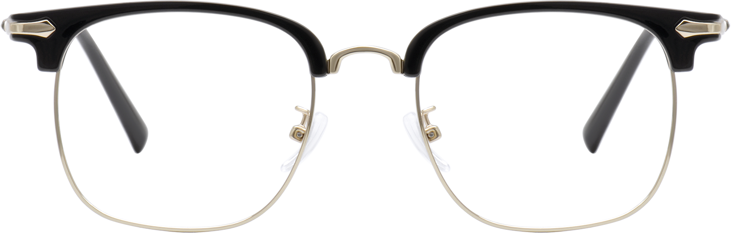 Fytoo Browline Square Black Golden Metal Full Rim Eyeglasses