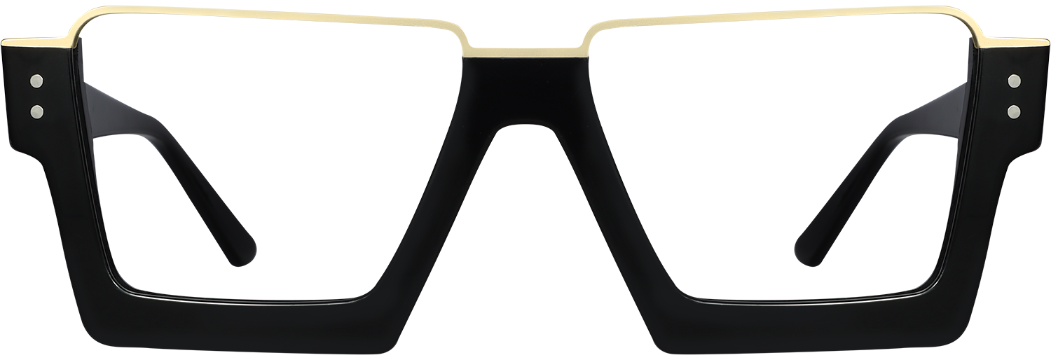 Fytoo Geometric Black Acetate Full Rim Eyeglasses — Frame Only