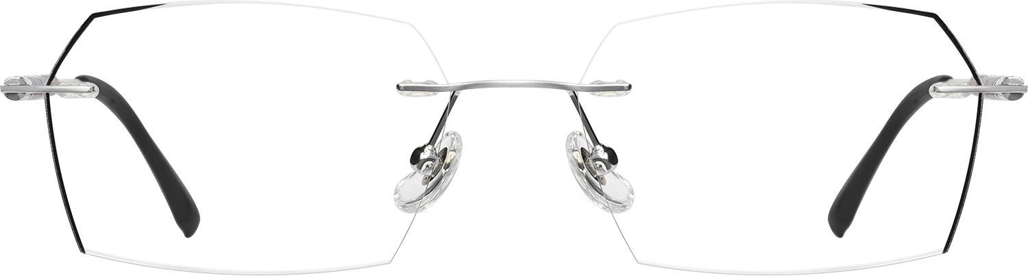 Geometric Silver Titanium Rimless Eyeglasses