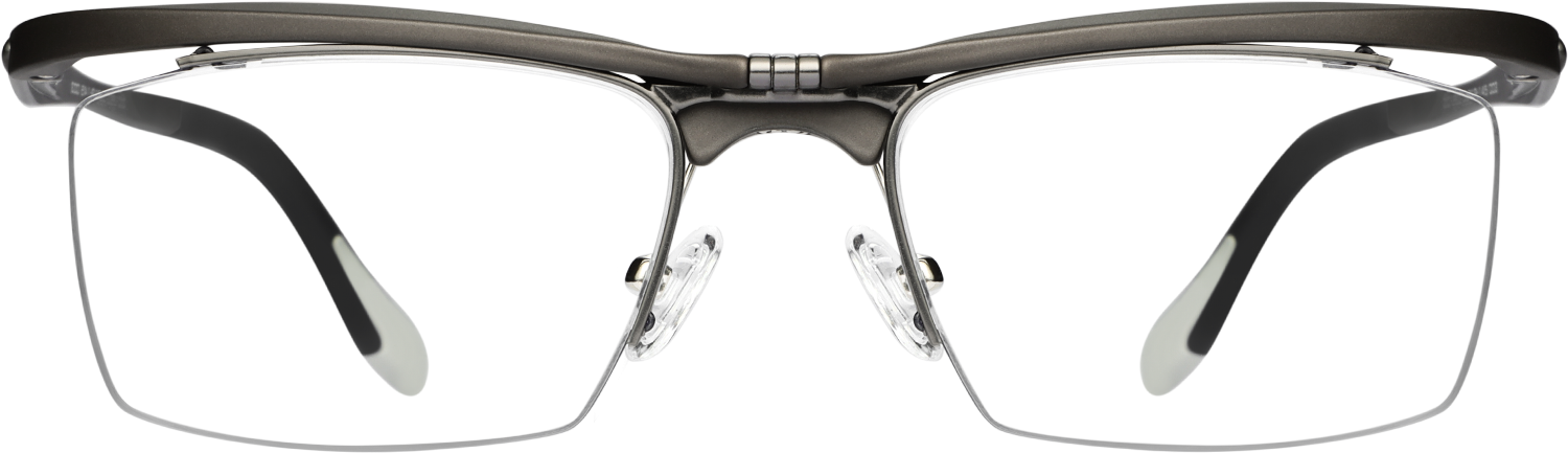 Fytoo Geometric Grey Metal TR90 Semi Rimless Eyeglasses