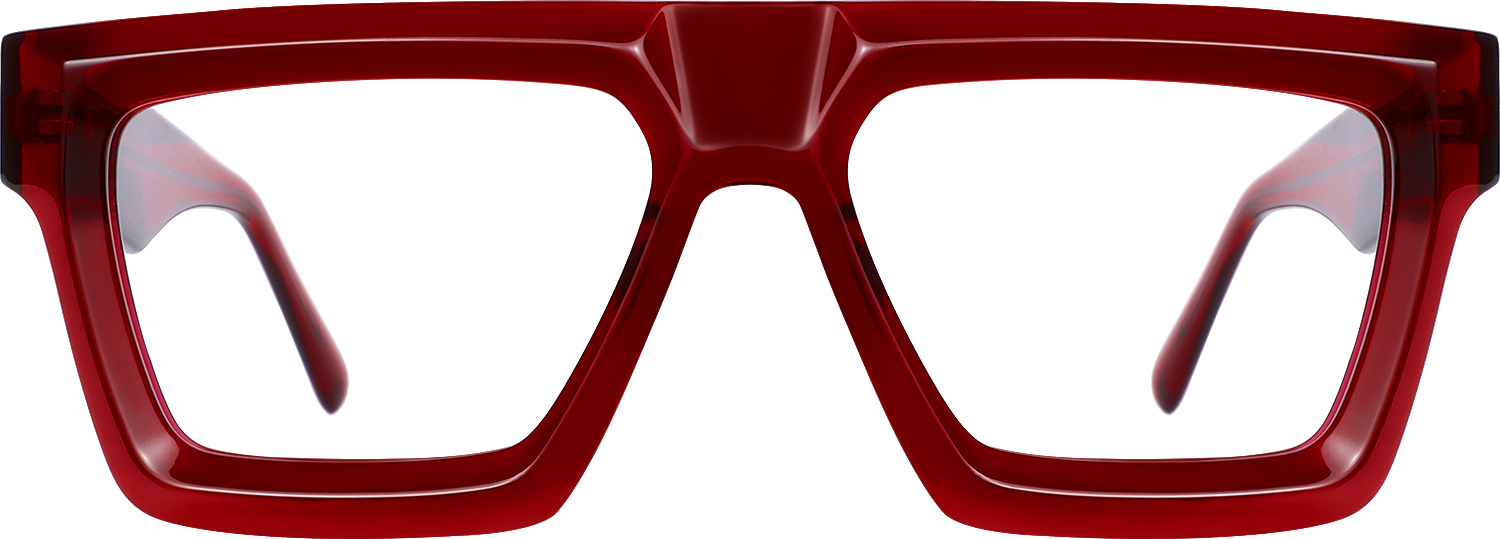 Fytoo Geometric Red Acetate Full Rim Eyeglasses-image-FT1667-03