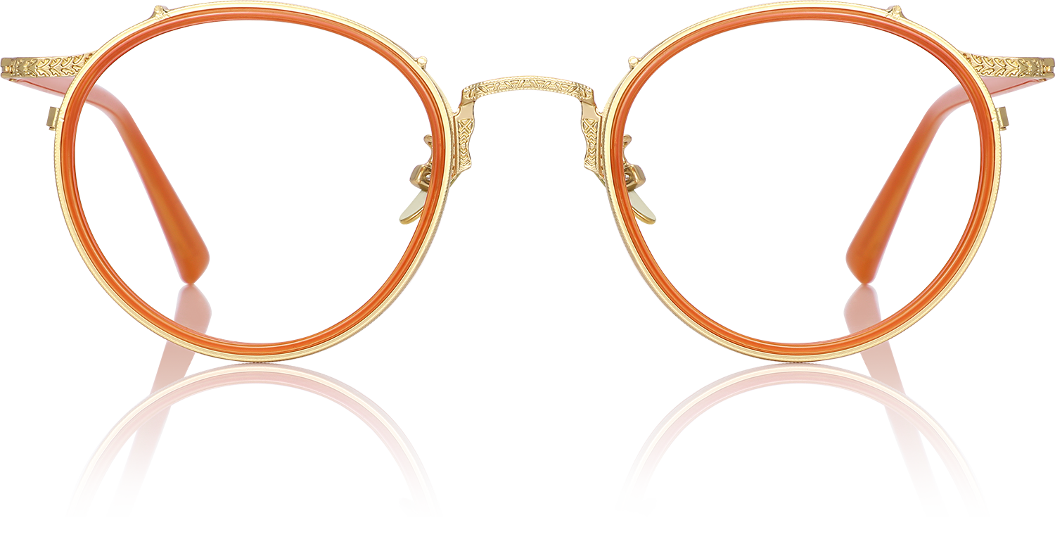 Fytoo Round Orange Acetate Titanium Full Rim Eyeglasses-image-FT1836-02