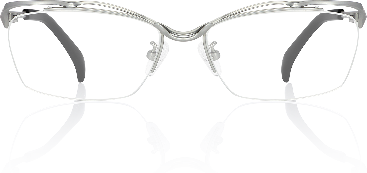 Fytoo Geometric Silver Titanium Semi Rimless Eyeglasses-image-FT185787-01