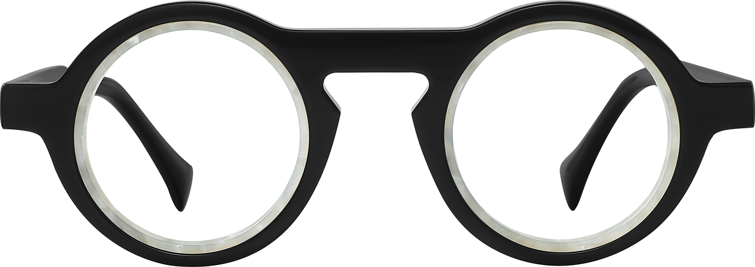 Fytoo Round Black Acetate Full Rim Eyeglasses