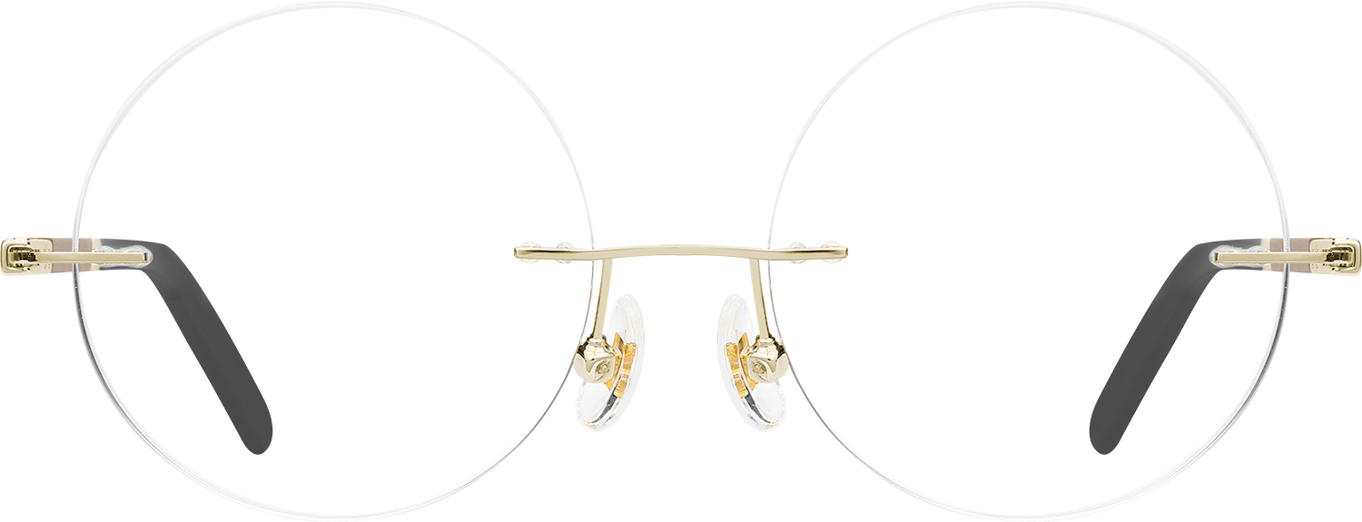 Fytoo Round Golden Metal TR90 Rimless Eyeglasses-image-FT204208-01