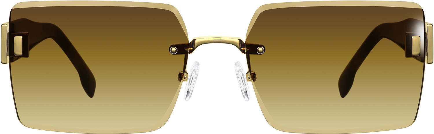 Rectangle Golden Acetate Rimless Eyeglasses