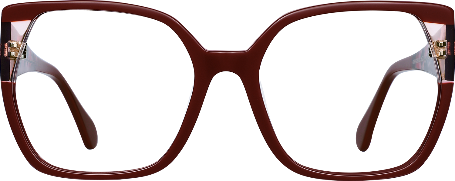 Fytoo Geometric Red Acetate Full Rim Eyeglasses-image-FT269516-02