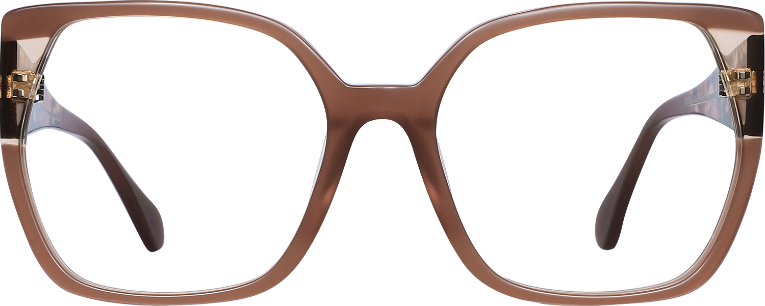 Fytoo Geometric Brown Acetate Full Rim Eyeglasses-image-FT269516-03
