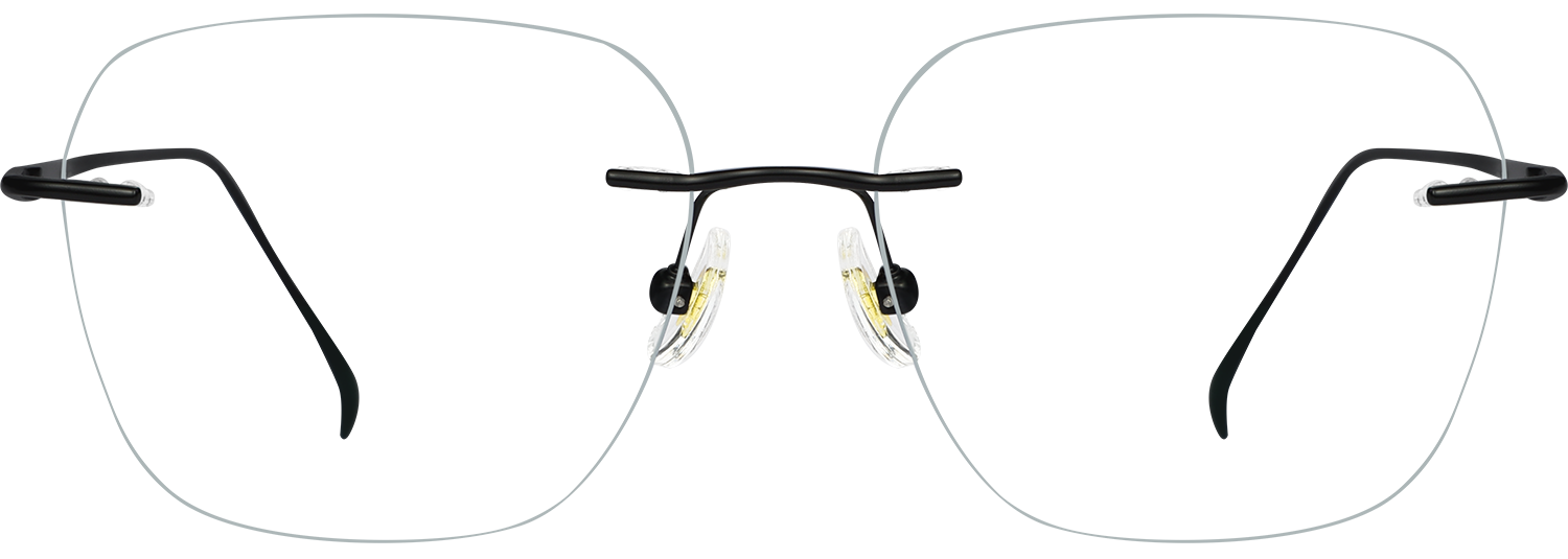 Square Black Titanium Rimless Eyeglasses