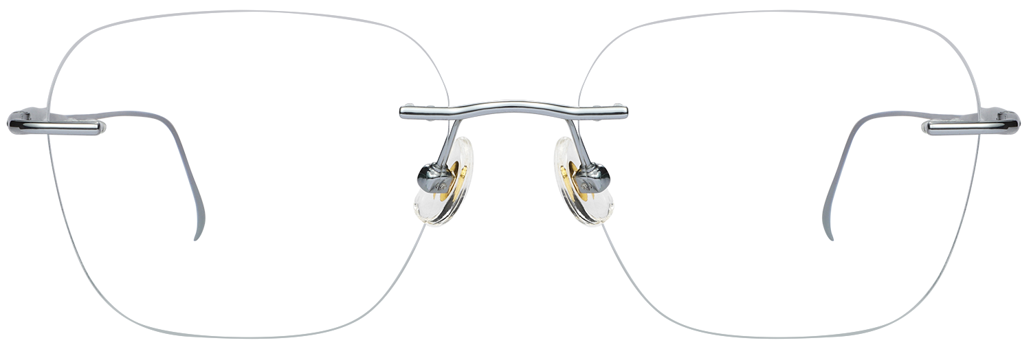 Square Silver Titanium Rimless Eyeglasses