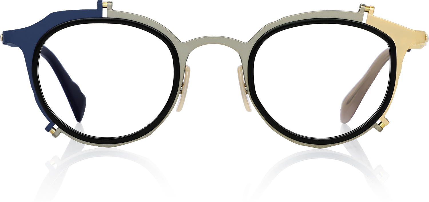 Fytoo Geometric Two Tone Titanium Full Rim Eyeglasses