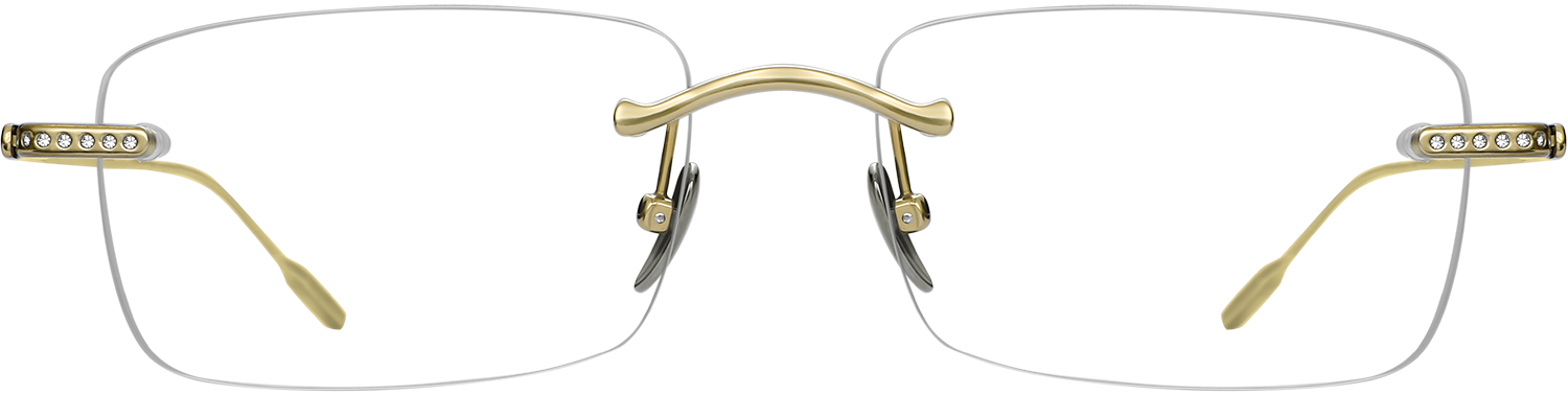 Rectangle Golden Titanium Rimless Eyeglasses