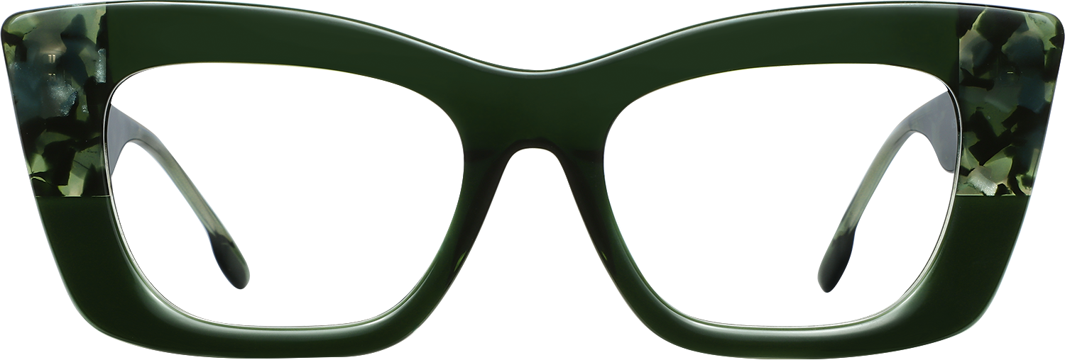 Fytoo Geometric Green Acetate Full Rim Eyeglasses-image-FT405064-02