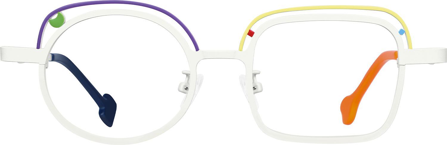 Fytoo Geometric White Metal Full Rim Eyeglasses