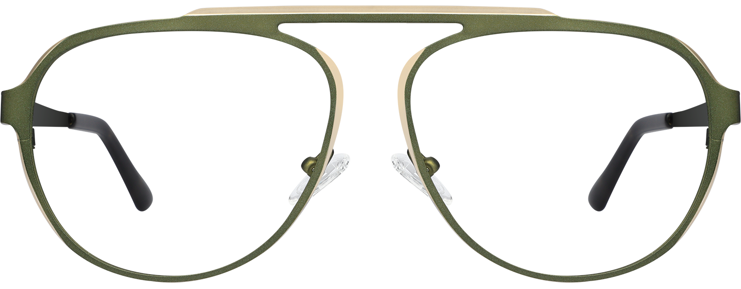 Fytoo Aviator Green Metal Full Rim Eyeglasses