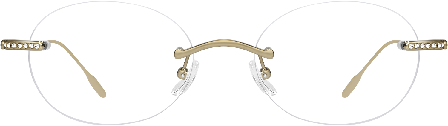 Oval Golden Titanium Rimless Eyeglasses