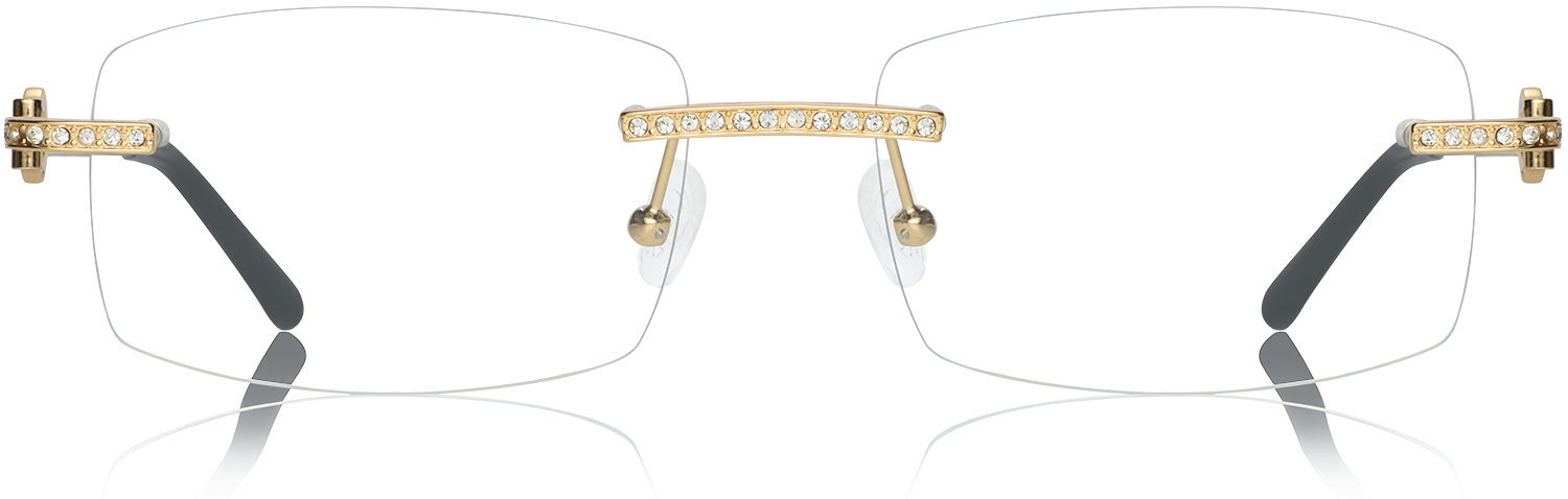 Rectangle Golden Metal Rimless Eyeglasses