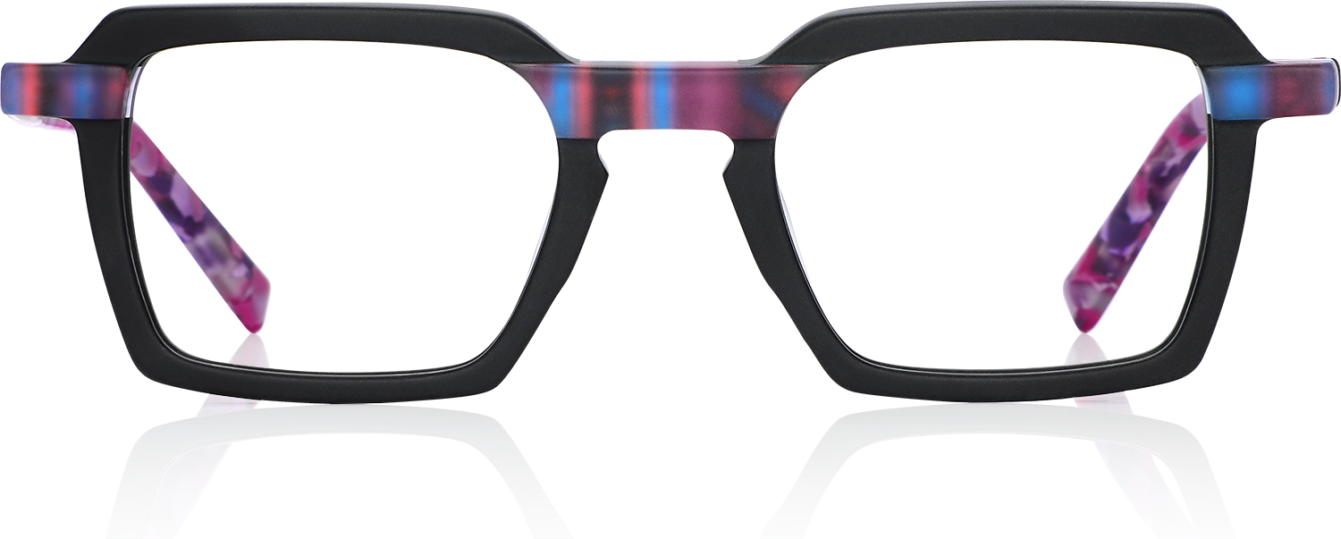 Fytoo Geometric Black Acetate Full Rim Eyeglasses