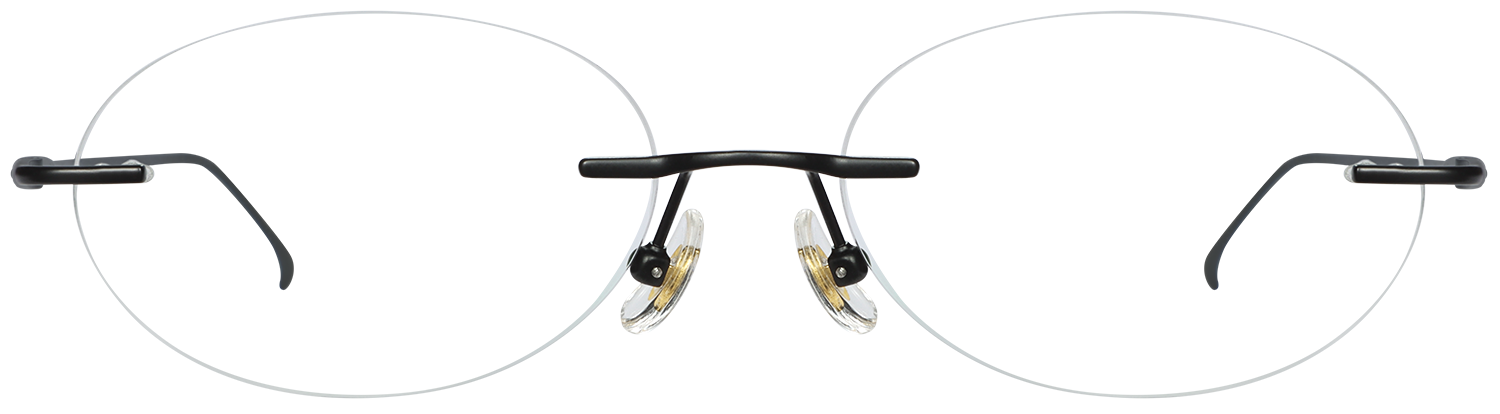Oval Black Titanium Rimless Eyeglasses