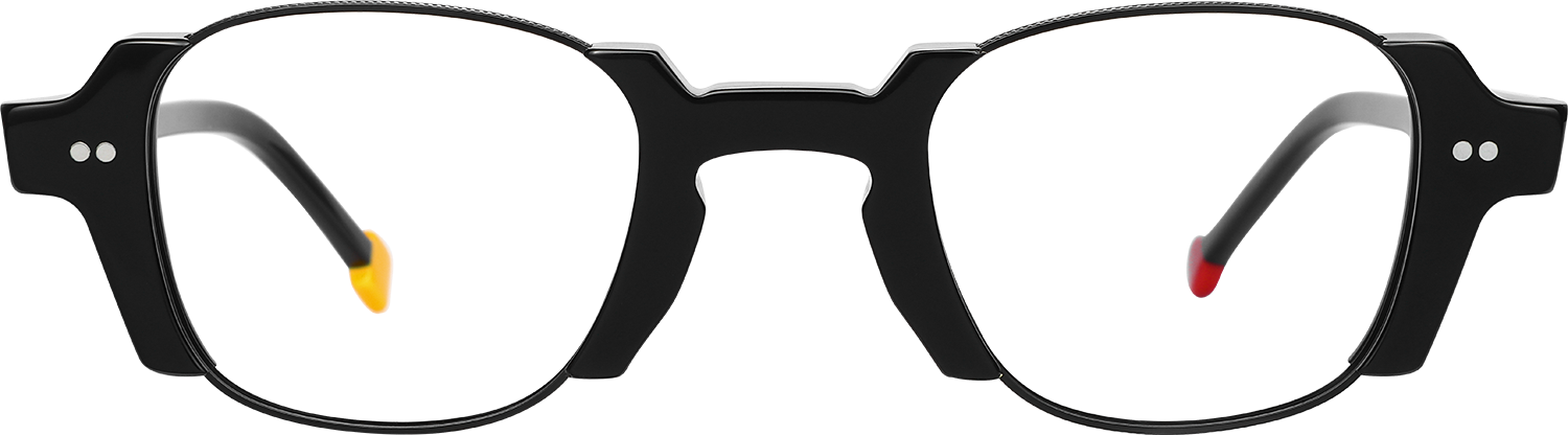 Fytoo Square Black Metal Acetate Full Rim Eyeglasses-image-FT601719-03