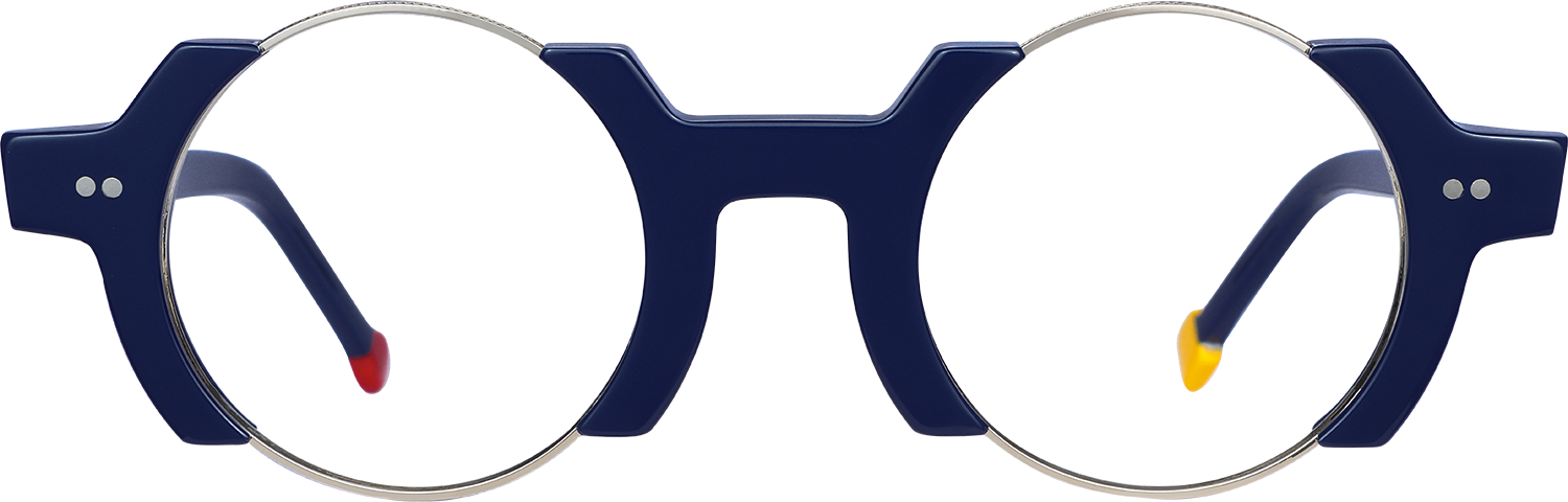 Fytoo Round Blue Acetate Full Rim Eyeglasses-image-FT671657-01