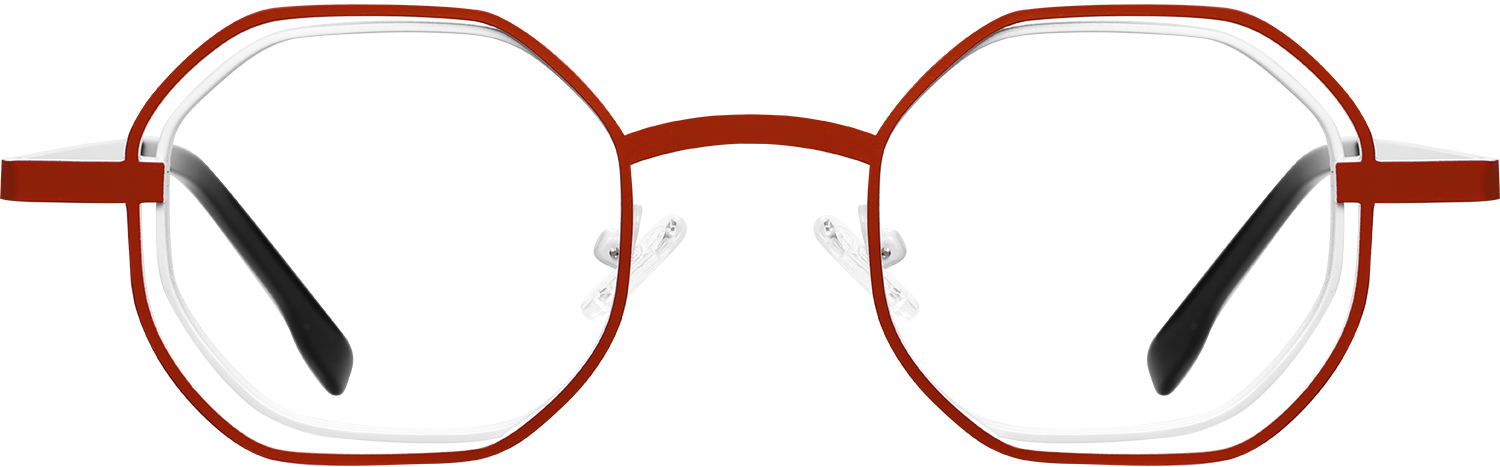 Fytoo Geometric Red Metal Full Rim Eyeglasses-image-FT672471-01