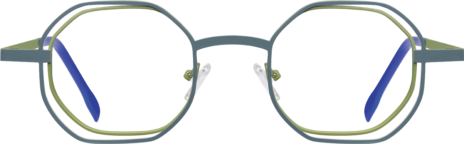 Fytoo Geometric Blue Metal Full Rim Eyeglasses-image-FT672471-02
