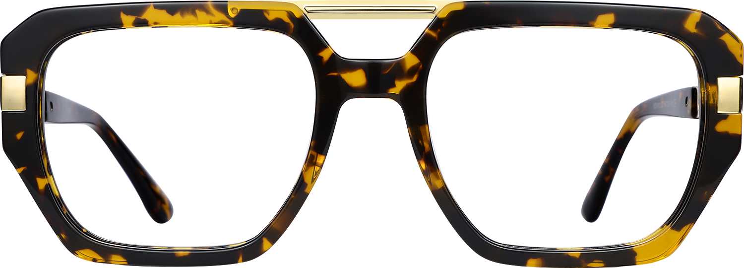 Fytoo Aviator Tortoiseshell Acetate Full Rim Eyeglasses-image-FT689280-02