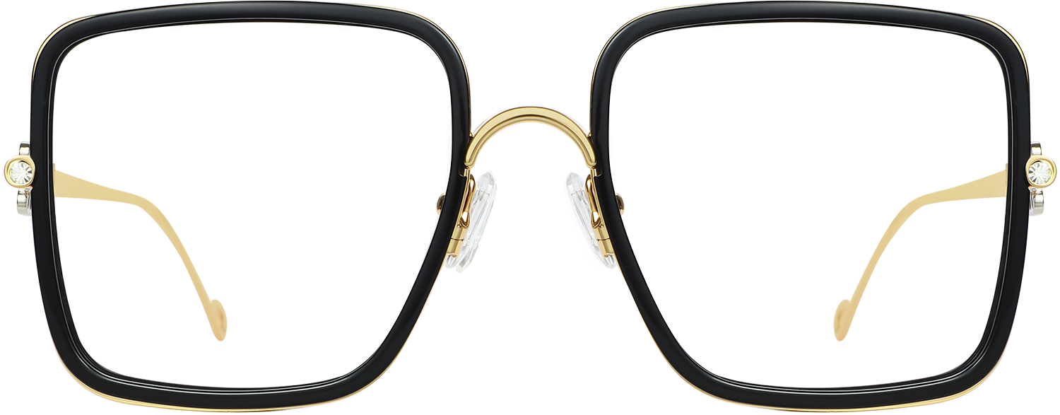 Fytoo Square Black Acetate Metal Full Rim Eyeglasses