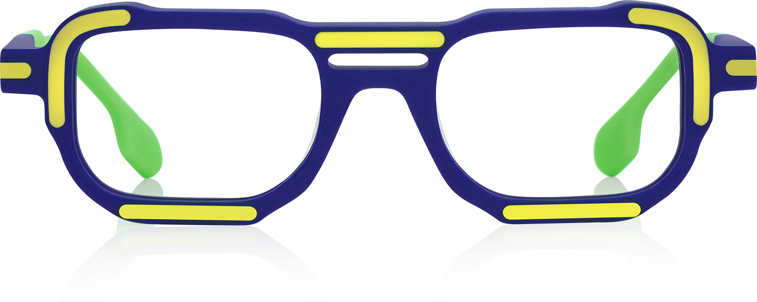 Fytoo Geometric Blue Acetate Full Rim Eyeglasses