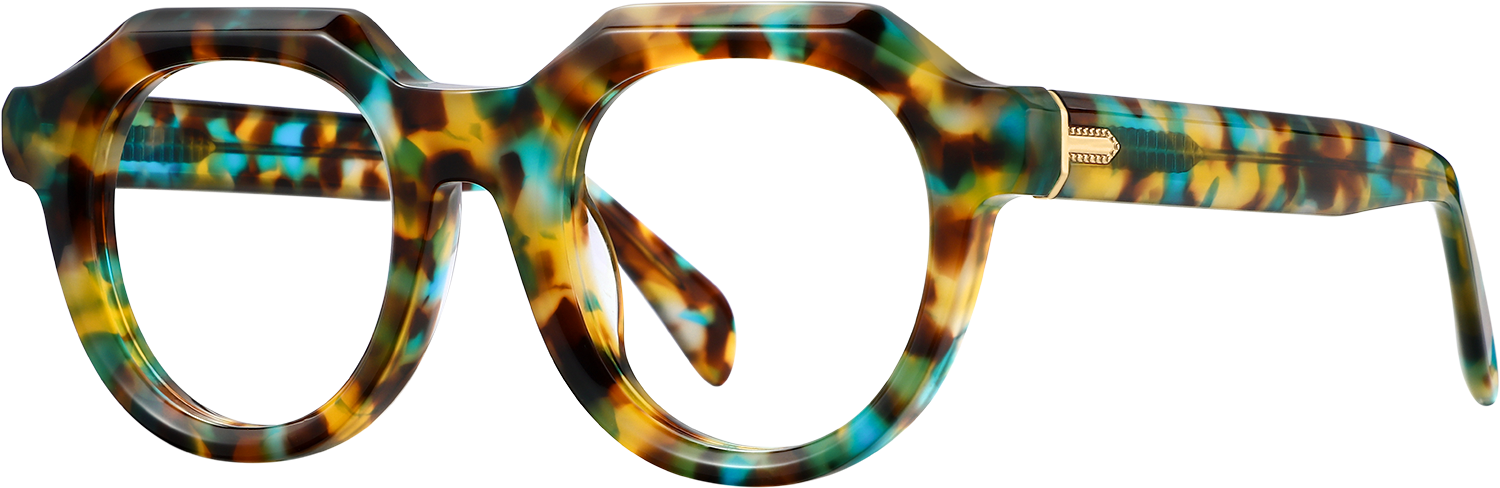 Side view of Fytoo Geometric Tortoiseshell Acetate Full Rim Eyeglasses