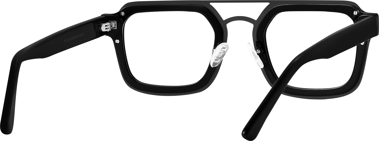Side view of Fytoo Aviator Black Acetate Full Rim Eyeglasses