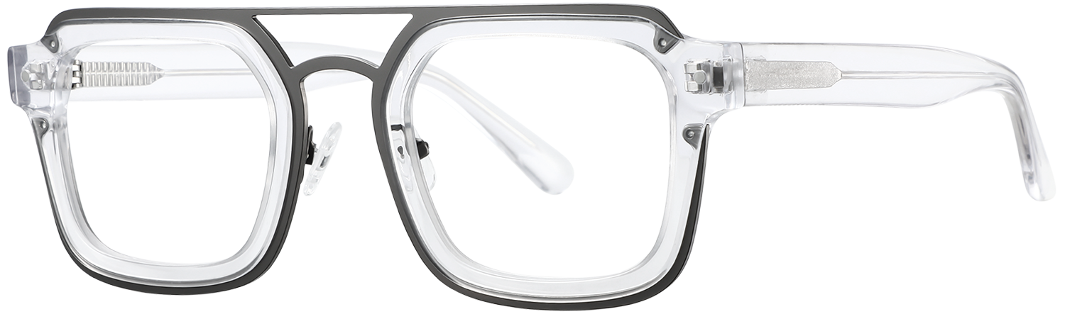 Side view of Fytoo Aviator Transparent Acetate Full Rim Eyeglasses