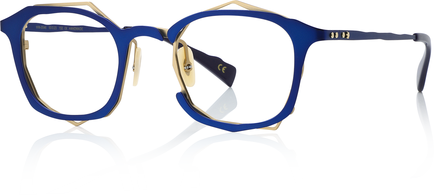 Side view of Fytoo Geometric Blue Titanium Full Rim Eyeglasses