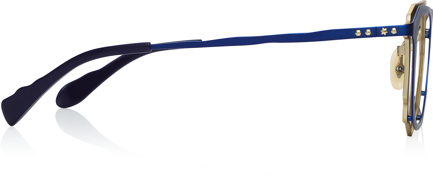 Side view of Fytoo Geometric Blue Titanium Full Rim Eyeglasses