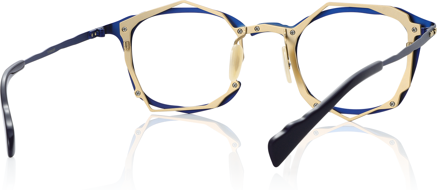 Side view of Fytoo Geometric Blue Titanium Full Rim Eyeglasses
