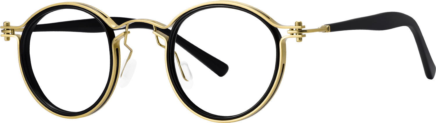 Side view of Fytoo Round Black Acetate Metal Full Rim Eyeglasses
