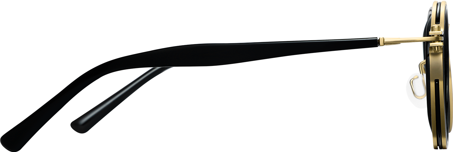 Side view of Fytoo Round Black Acetate Metal Full Rim Eyeglasses