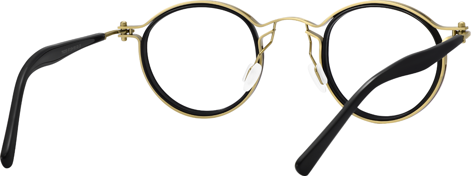 Side view of Fytoo Round Black Acetate Metal Full Rim Eyeglasses
