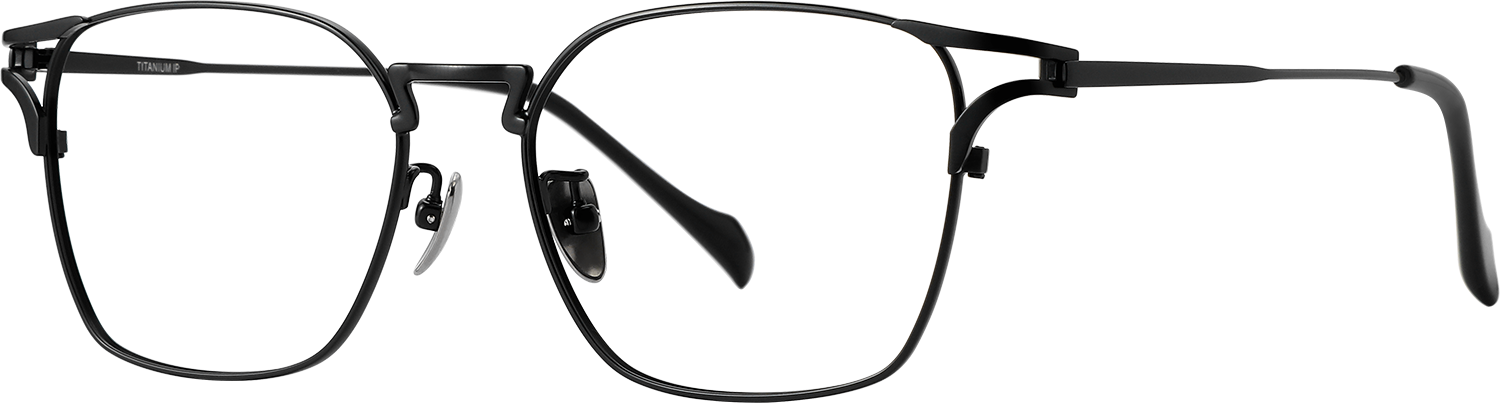 Side view of Fytoo Square Black Titanium Full Rim Eyeglasses