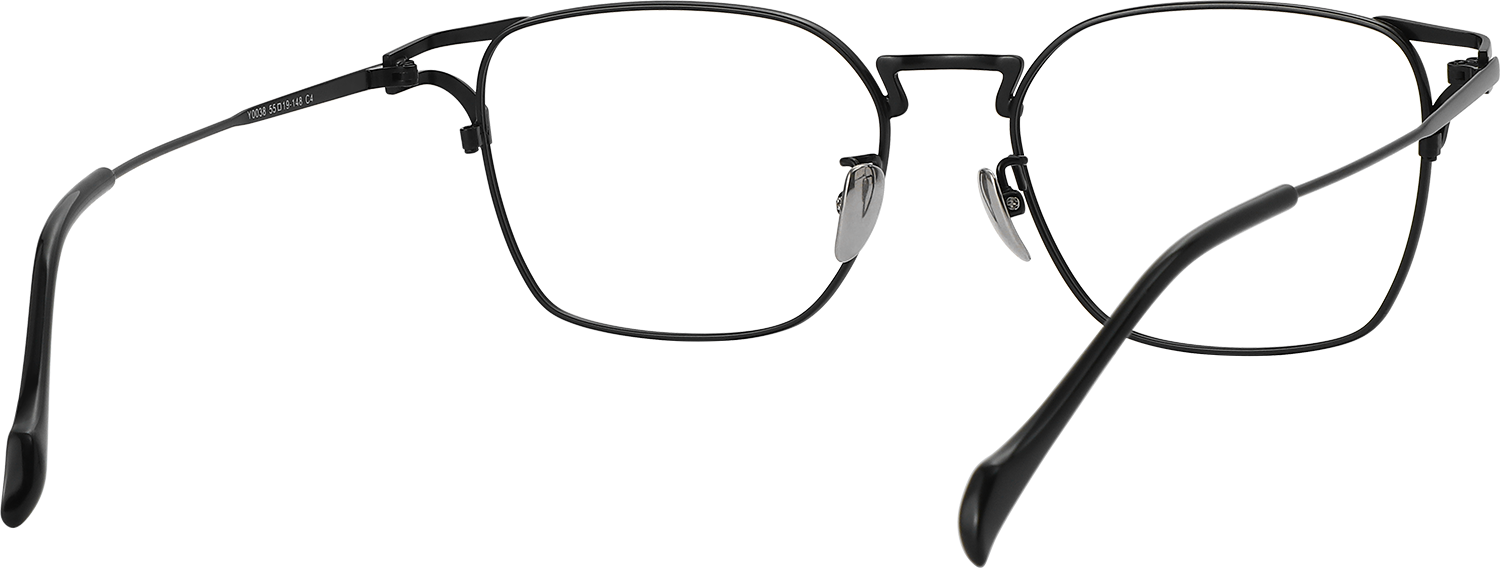Side view of Fytoo Square Black Titanium Full Rim Eyeglasses