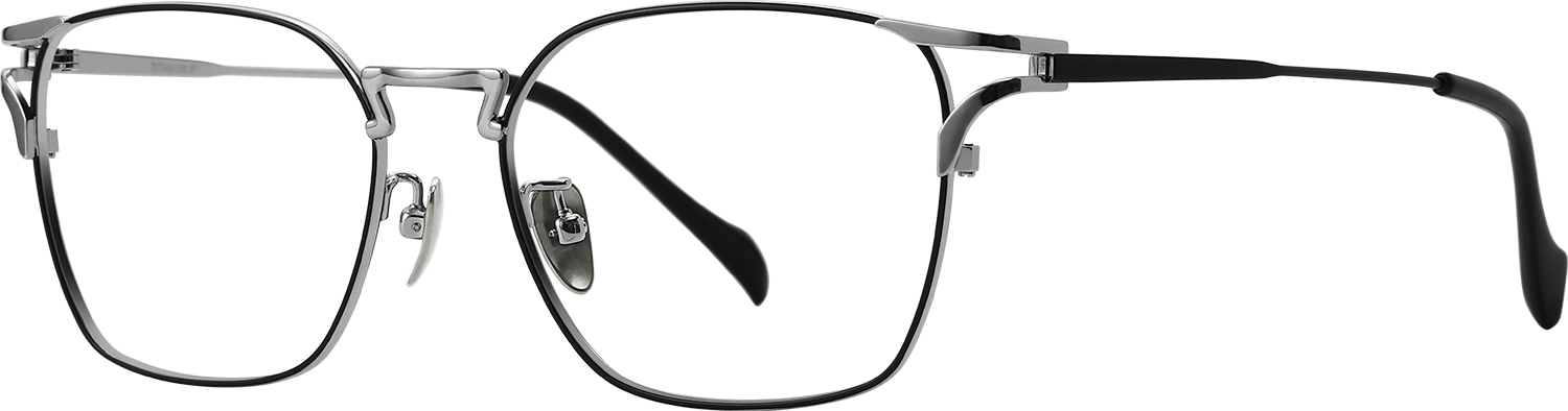 Side view of Fytoo Square Silver Titanium Full Rim Eyeglasses