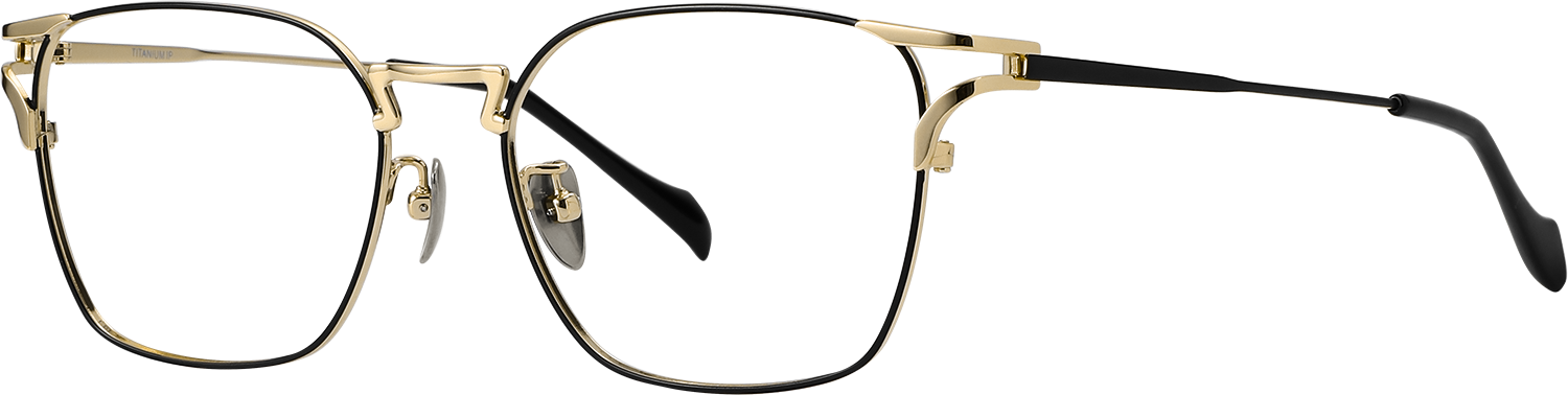 Side view of Fytoo Square Golden Titanium Full Rim Eyeglasses