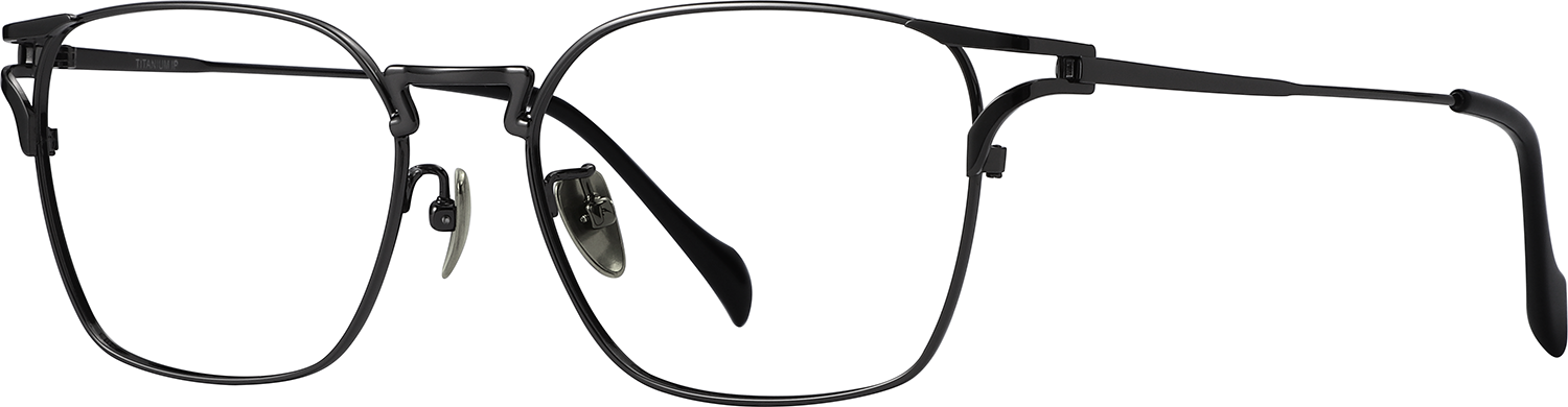 Side view of Fytoo Square Black Silver Titanium Full Rim Eyeglasses