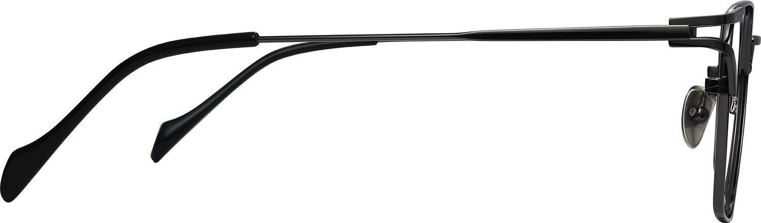 Side view of Fytoo Square Black Silver Titanium Full Rim Eyeglasses