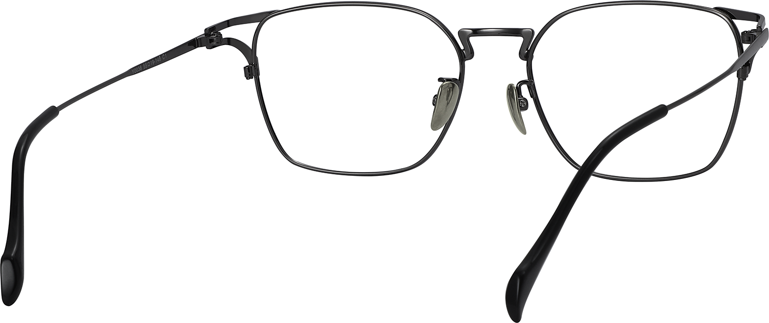 Side view of Fytoo Square Black Silver Titanium Full Rim Eyeglasses