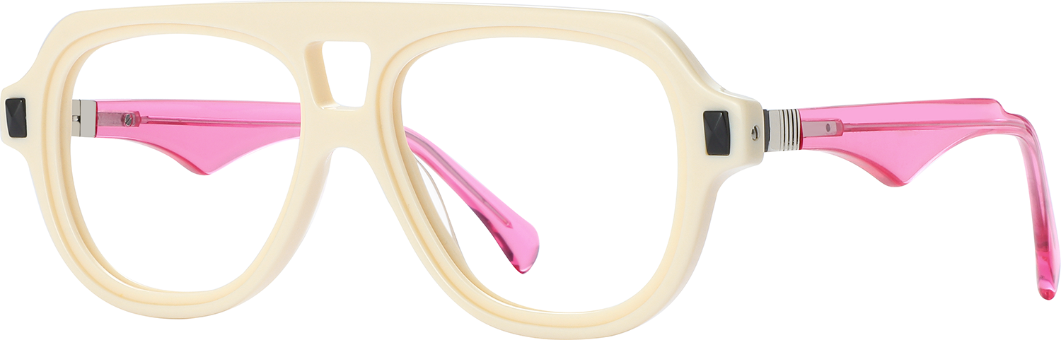 Side view of Fytoo Aviator White Acetate Full Rim Eyeglasses