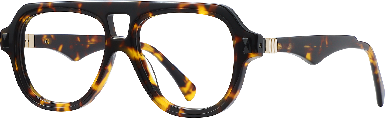 Side view of Fytoo Aviator Tortoiseshell Acetate Full Rim Eyeglasses