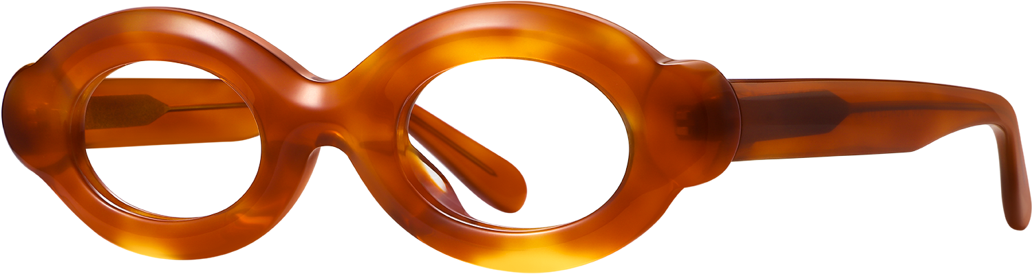 Side view of Fytoo Oval Orange Acetate Full Rim Eyeglasses