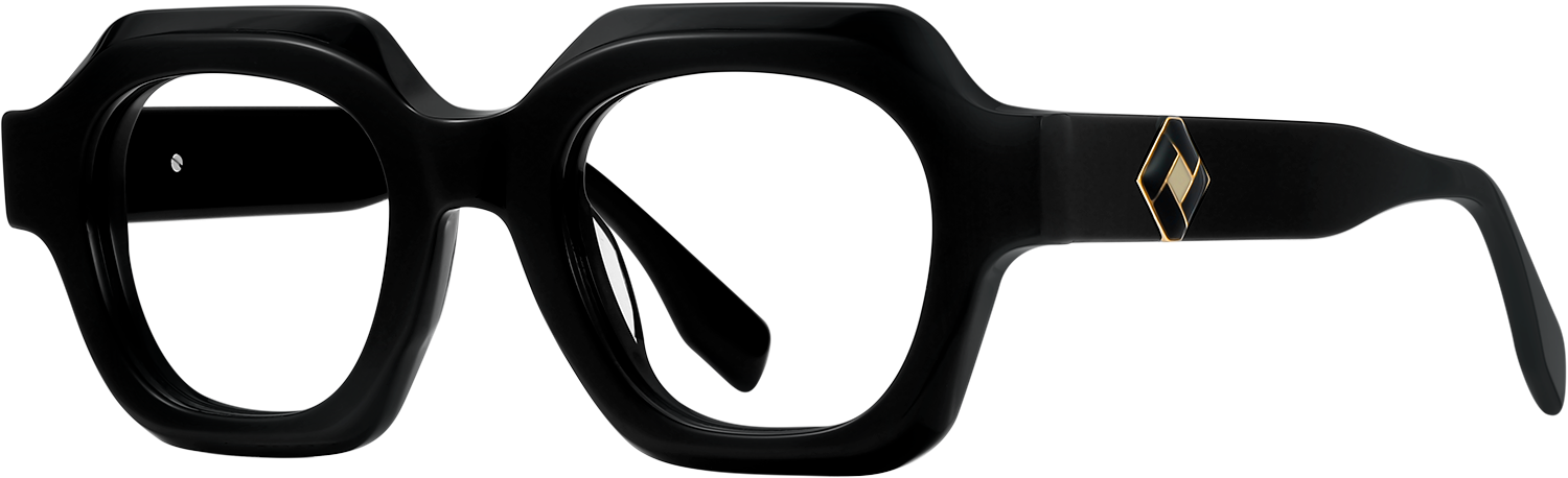 Side view of Fytoo Geometric Black Acetate Full Rim Eyeglasses